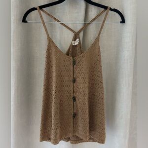Pink Zone y2k brown eyelet tank top